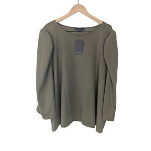 NWT Eloquii Olive Green 3/4 Puff Sleeve Knit Top